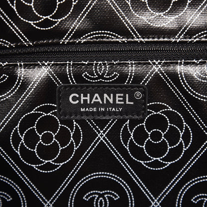 Chanel Coated Canvas Camellia Large Shopping Tote Black Beige 7 of 11