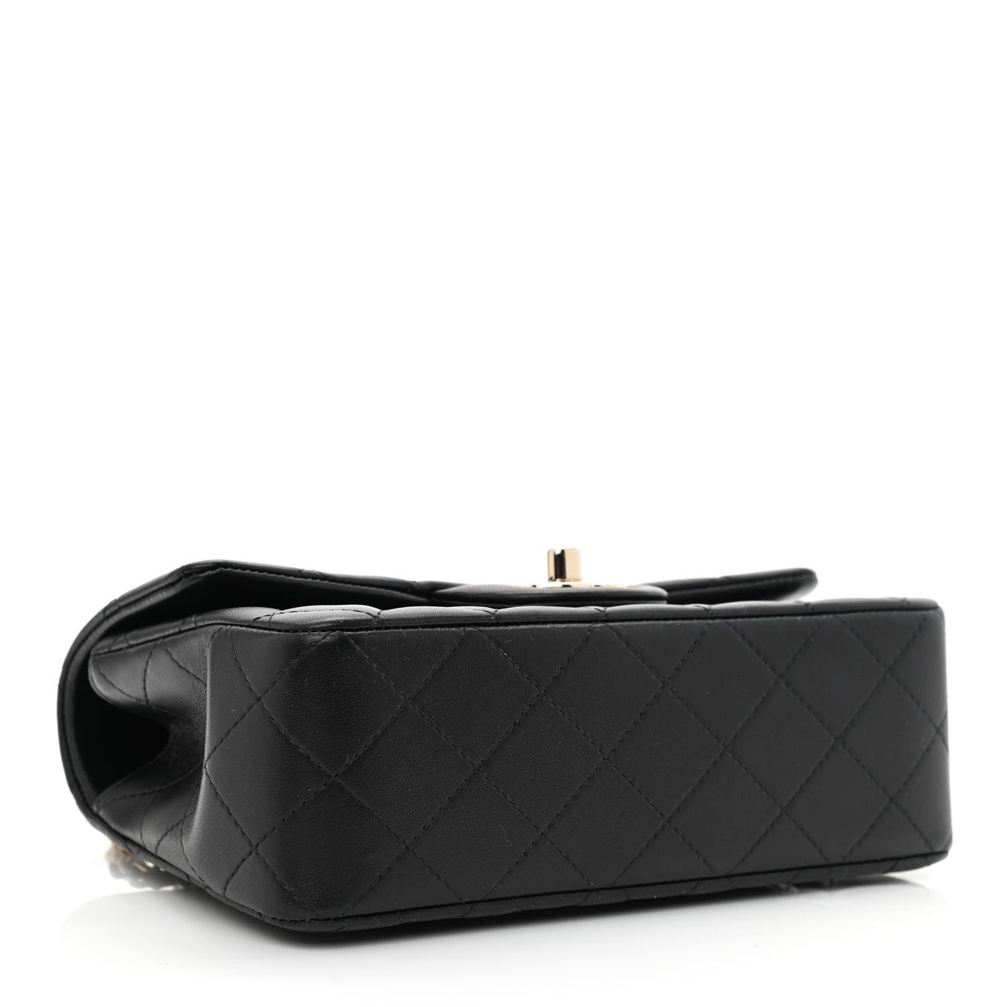 Lambskin Quilted Mini Top Handle Rectangular Flap Black