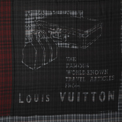 Louis Vuitton Mens Fleece Wool Silk Trunks Shawl Gris Rouge 1 of 5
