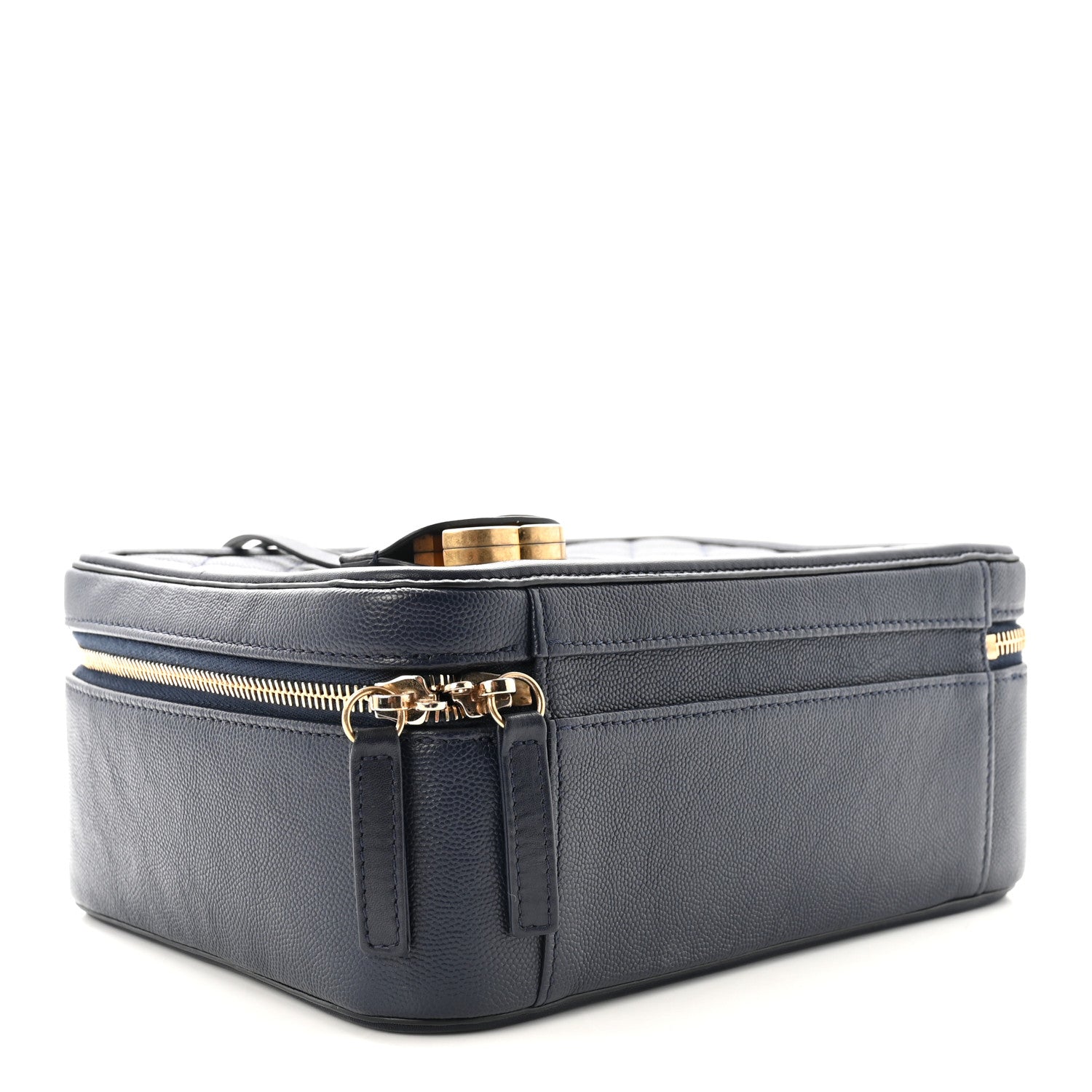 Chanel Caviar Quilted Large CC Filigree Vanity Case Navy 4 of 10