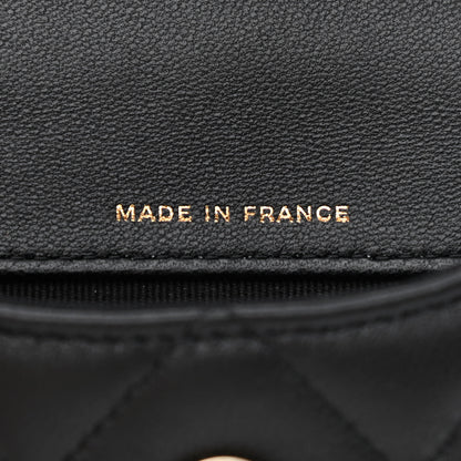Chanel Lambskin Quilted Pearl Top Handle Clutch With Chain Black 8 of 13