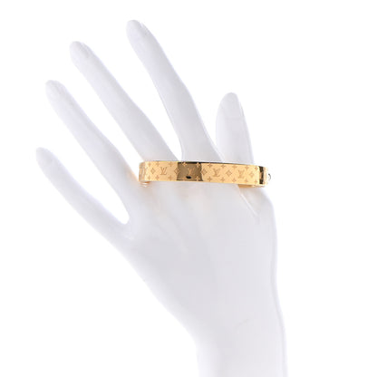 Louis Vuitton Brass Monogram Nanogram Cuff S Gold 2 of 7
