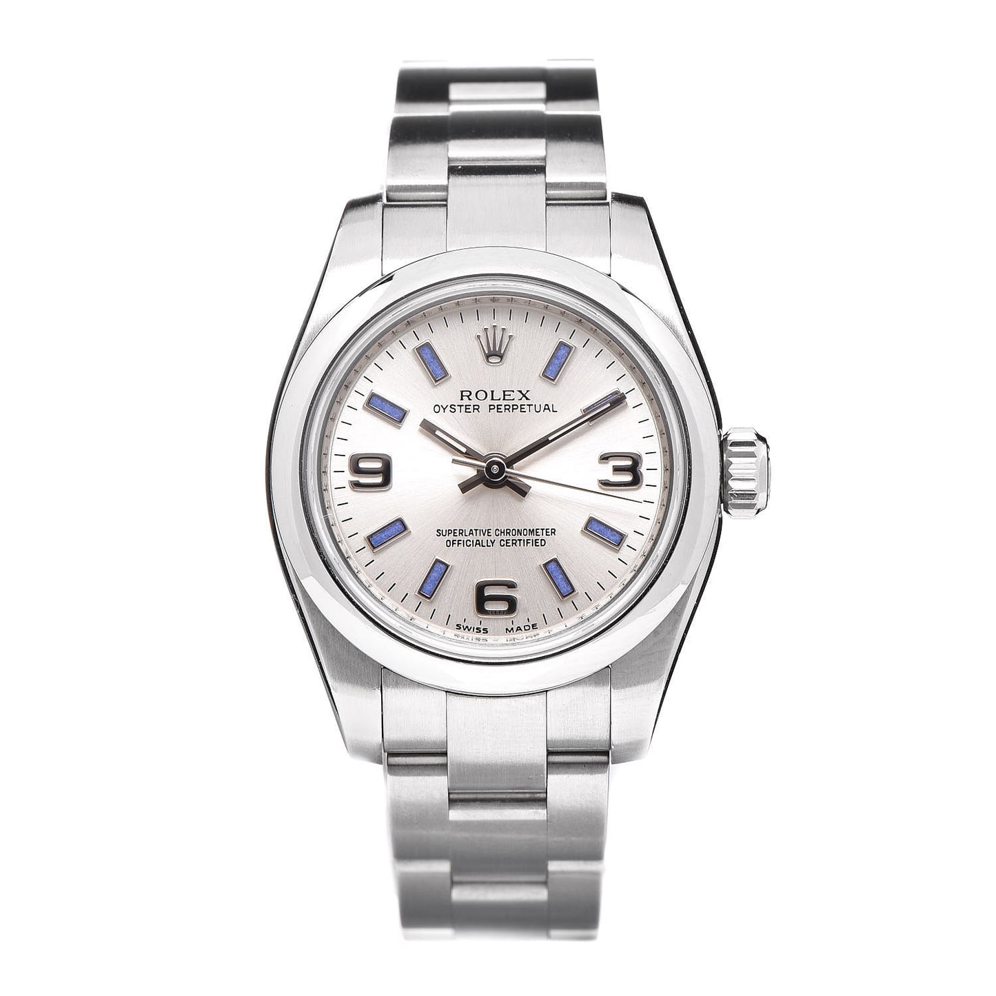 Stainless Steel 26mm Oyster Perpetual Watch Blue Index 176200