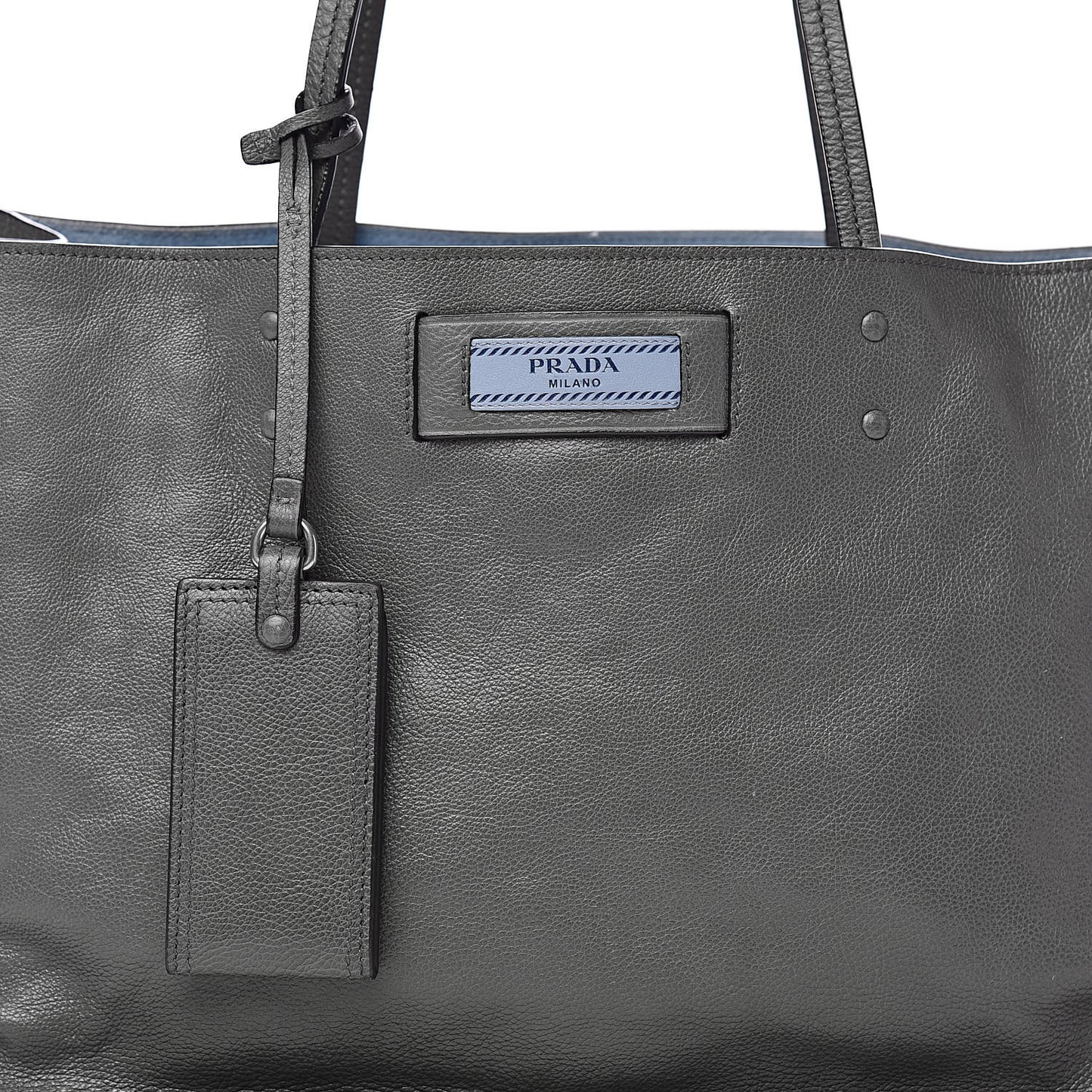 Glace Calfskin Etiquette Shopping Bag Marine Astrale