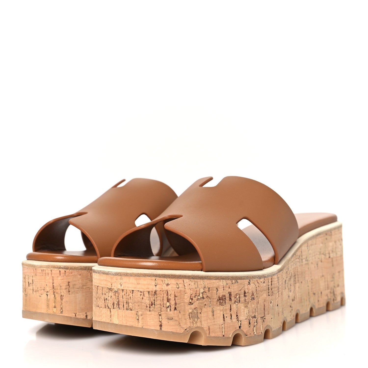 Hermes Calfskin Cork Eze 30 Sandals 37 Marron Glaise 3 of 9