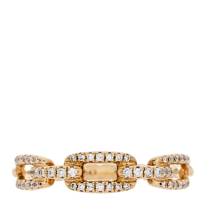 David Yurman 18K Yellow Gold Diamond 4.5mm Stax Single Row Chain Link Ring 54 7 1 of 4