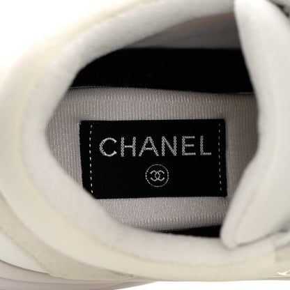 Chanel Suede Calfskin Fabric CC Sneakers 38 White 7 of 14