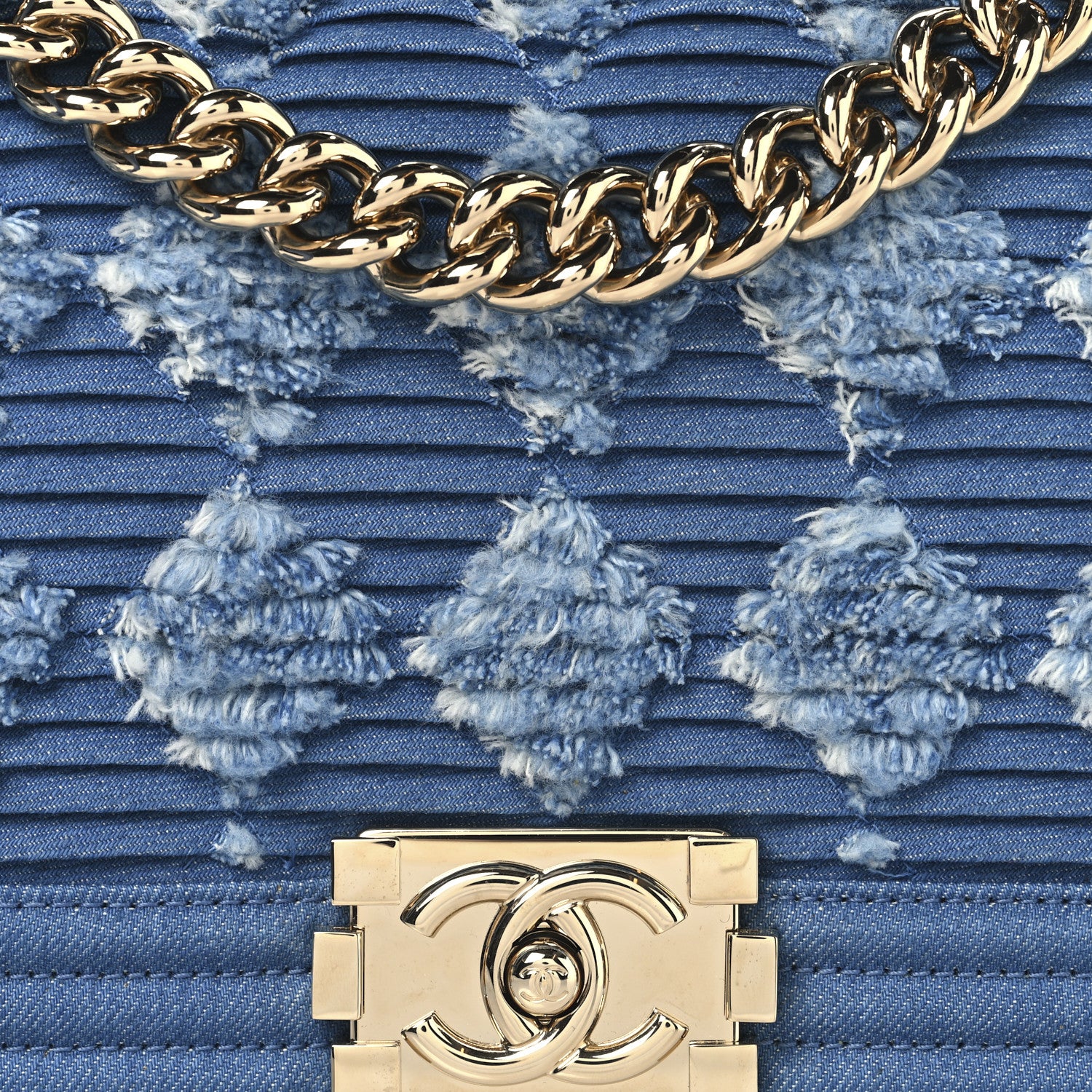Chanel Denim Pleated Medium Boy Flap Light Blue 8 of 10