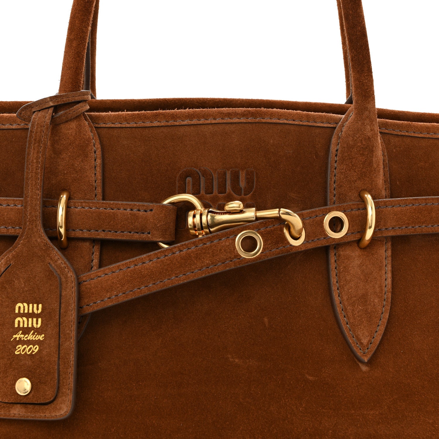 Miu Miu Camoscio Large Aventure Bag Oak 7 of 12