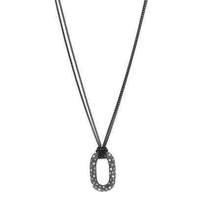 David Yurman Sterling Silver Diamond Midnight Melange Oval Pendant Necklace 1 of 4