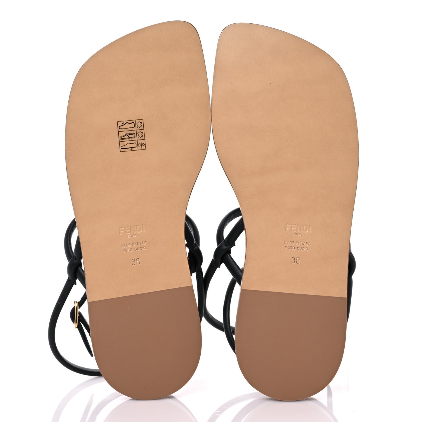 Nappa O’Lock Flat Thong Sandals 38 Black