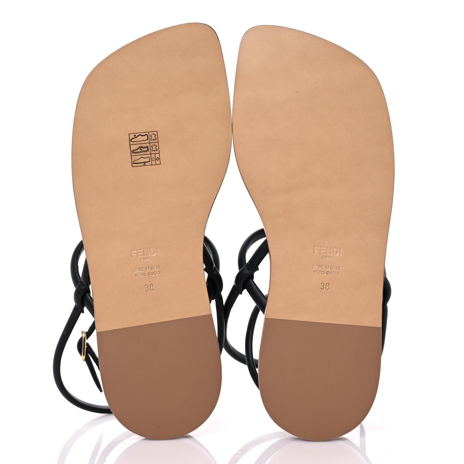 Fendi Nappa O’Lock Flat Thong Sandals 38 Black 5 of 9
