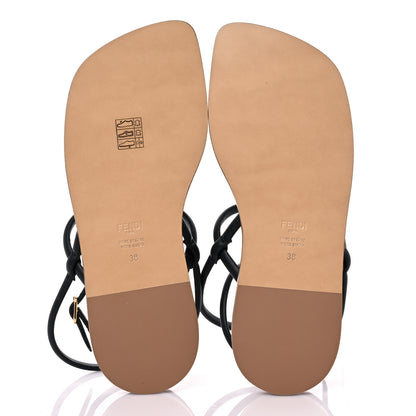 Fendi Nappa O’Lock Flat Thong Sandals 38 Black 5 of 9