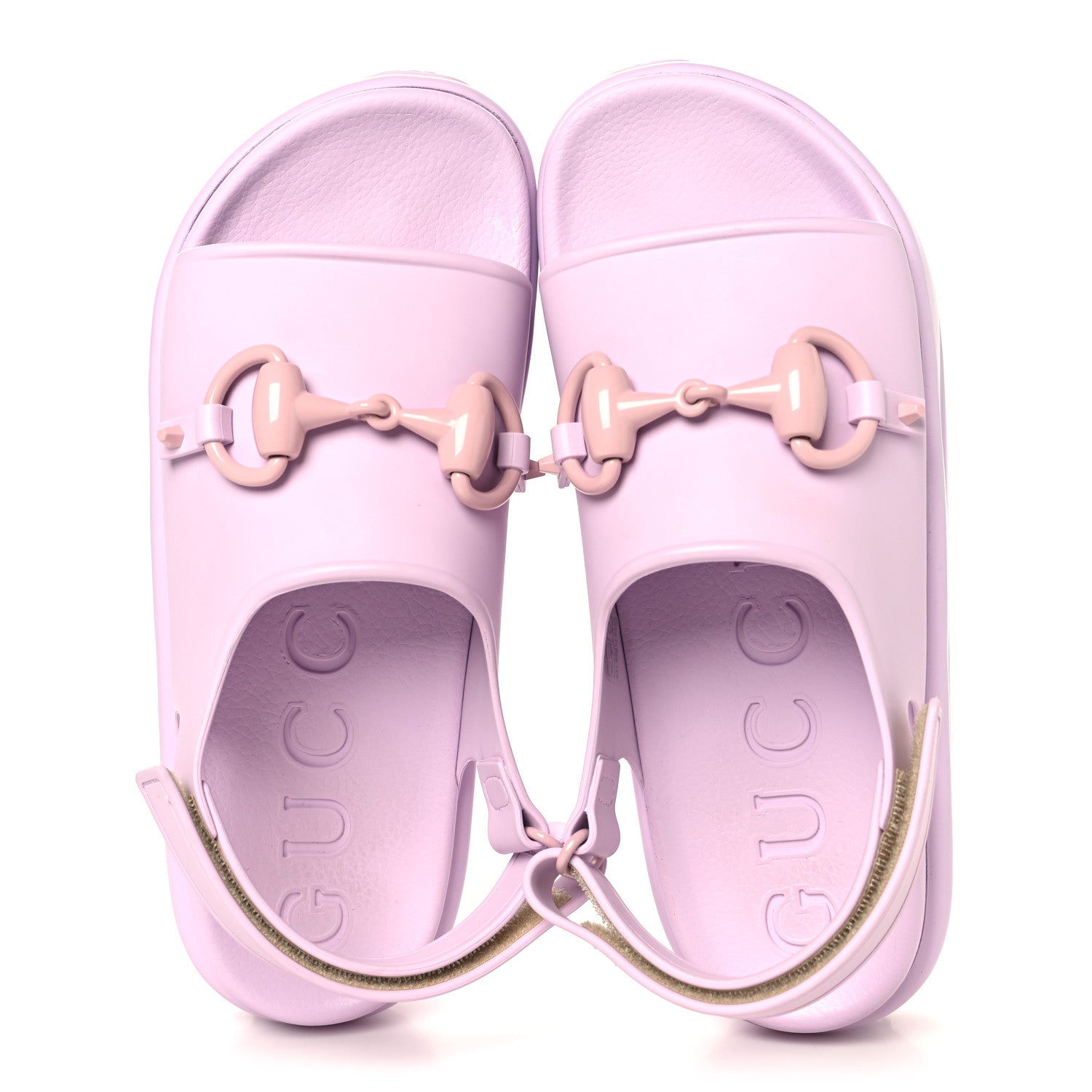 Gucci Soft Rubber Horsebit Touch Womens Strapped Sandals 40 Talc Pink 2 of 9