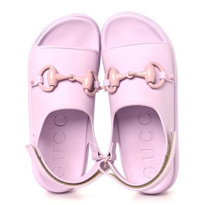 Gucci Soft Rubber Horsebit Touch Womens Strapped Sandals 40 Talc Pink 2 of 9