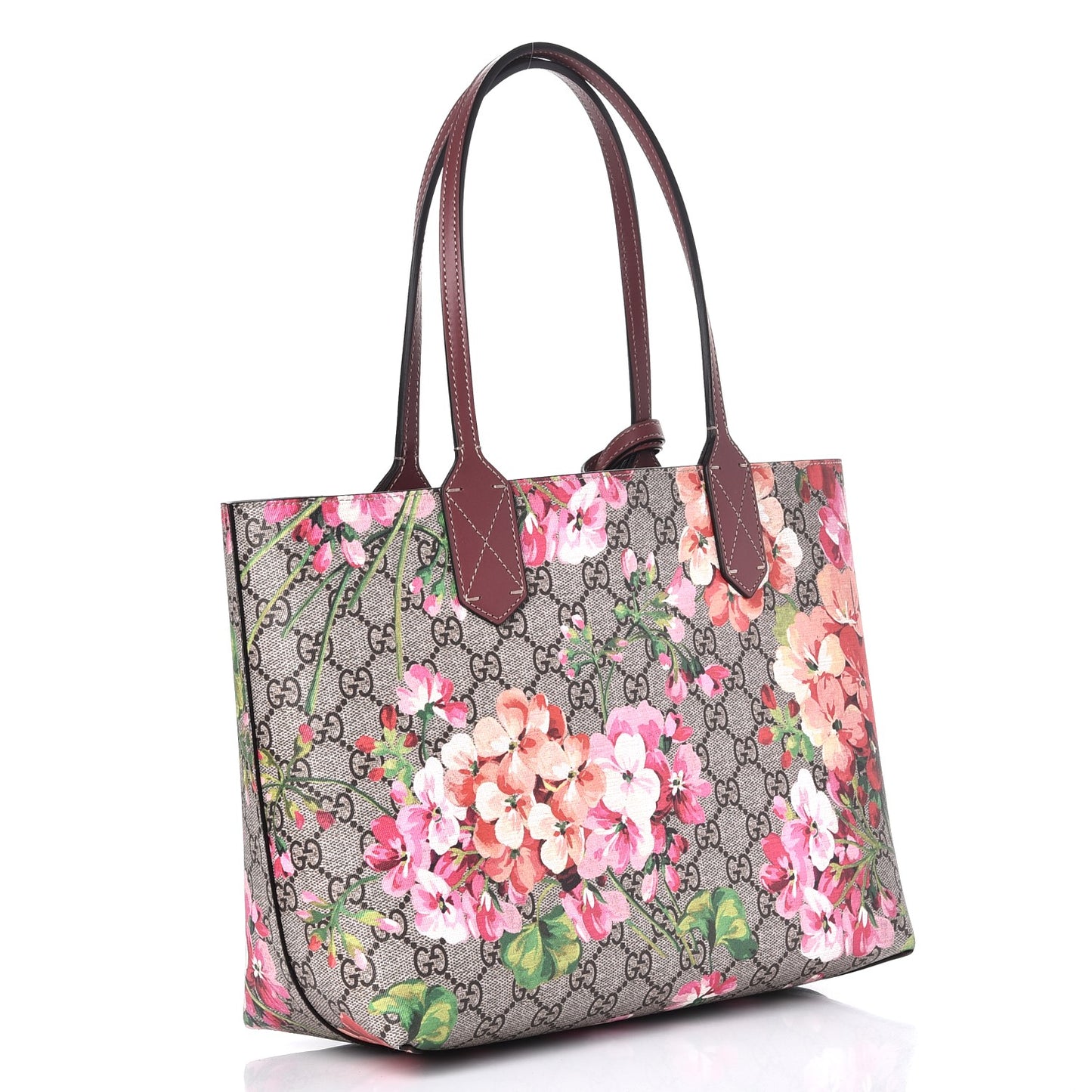 GG Supreme Monogram Blooms Small Reversible Tote Beige Multicolor Dry Rose