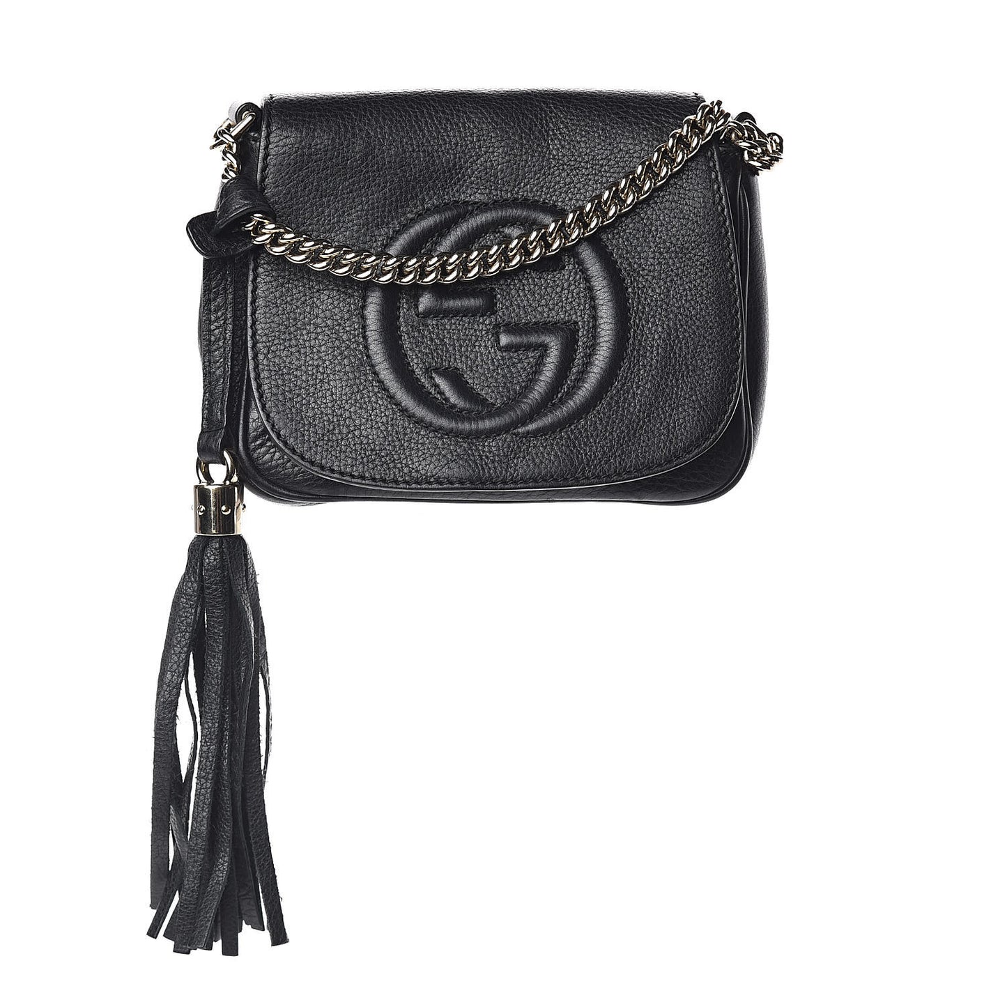 Pebbled Calfskin Small Soho Flap Crossbody Black