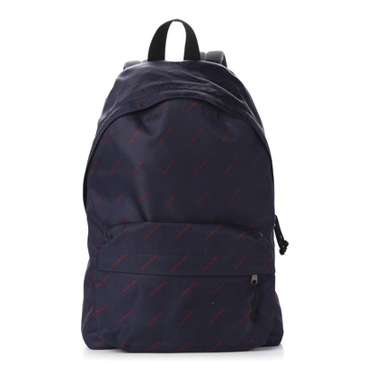 Balenciaga Twill Nylon Allover Logo Print Explorer Backpack Bleu Canopee Rouge 1 of 10