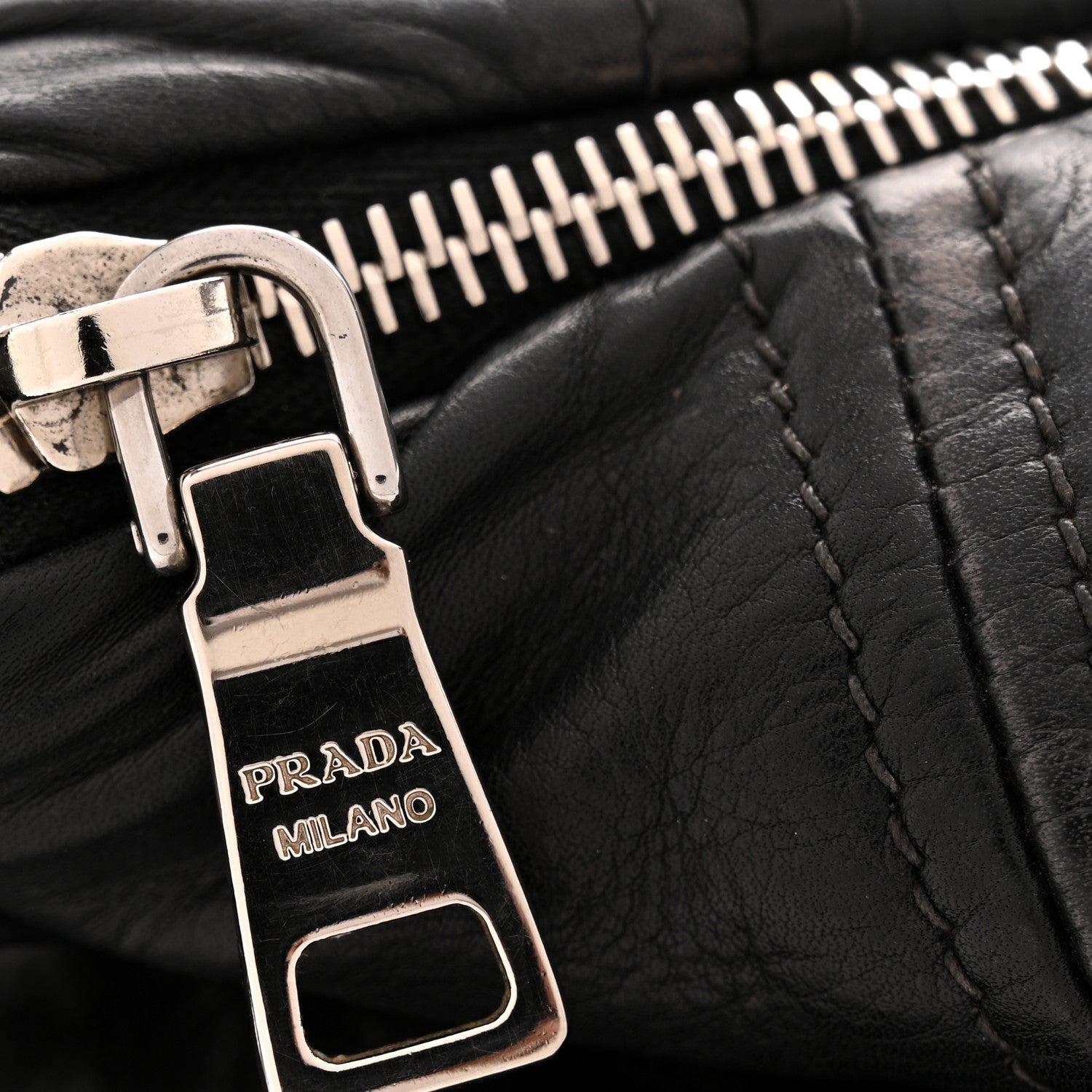 Prada Soft Calf Pleated Hobo Black 14 of 15
