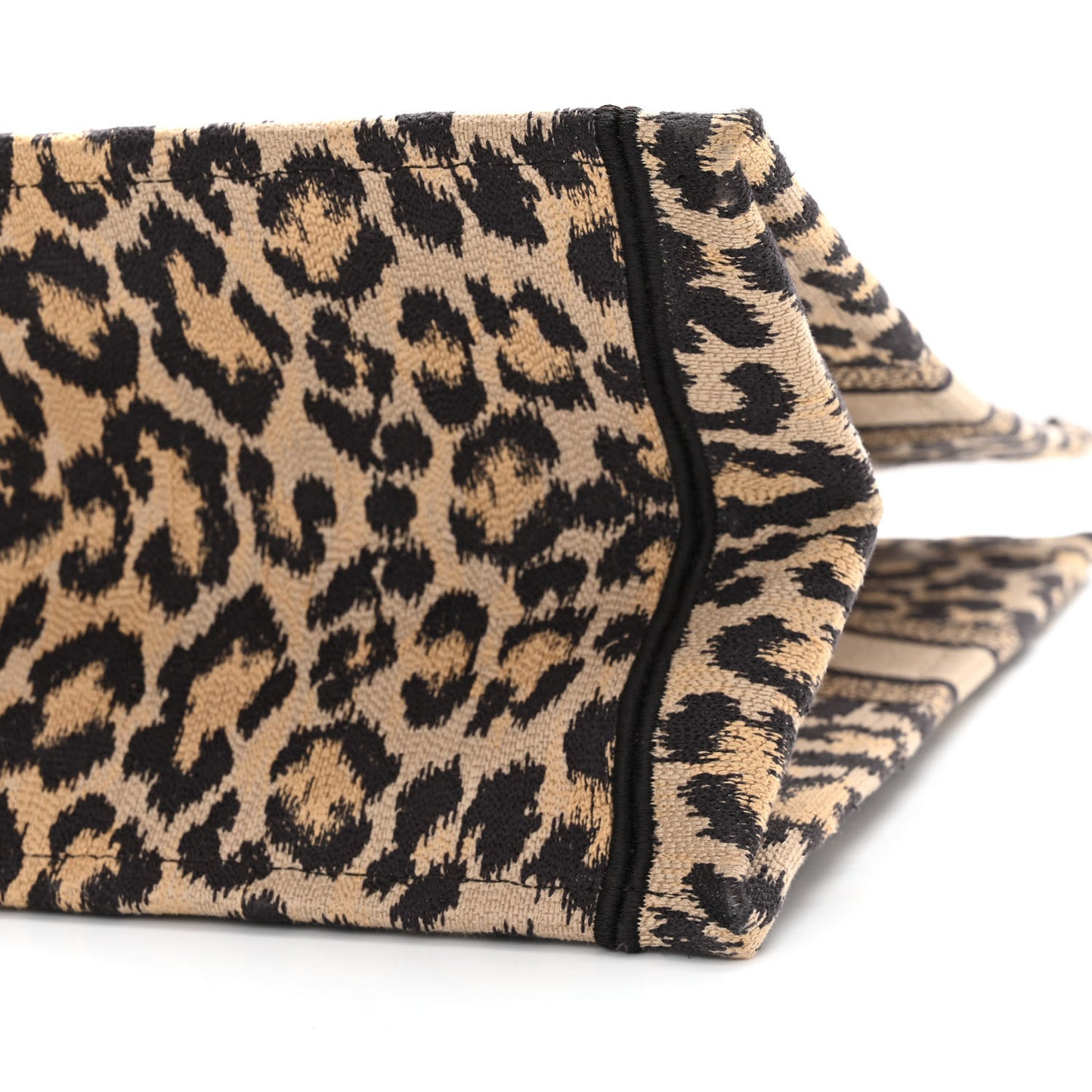 Canvas Mizza Embroidered Large Leopard Book Tote Beige