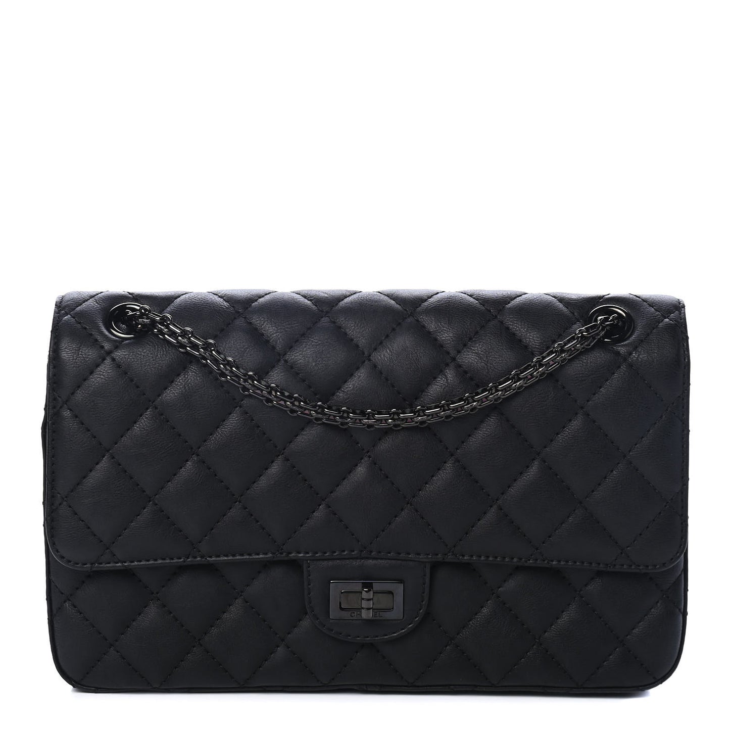 Crumpled Calfskin Quilted 2.55 Reissue 226 Flap So Black