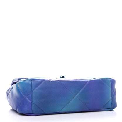 Chanel Tie Dye Calfskin Quilted Medium Chanel 19 Flap Blue Purple 4 of 10