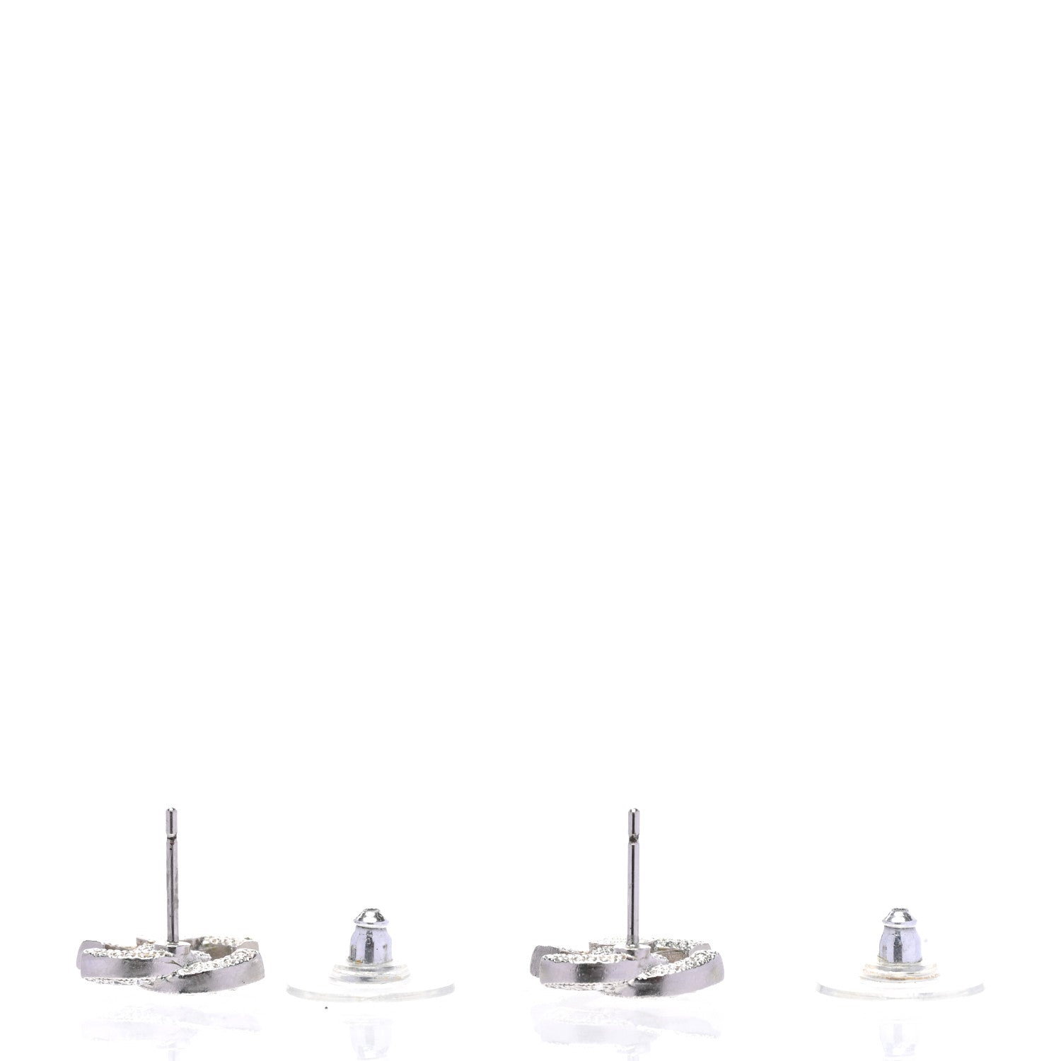 Chanel Crystal CC Earrings Silver 3 of 5