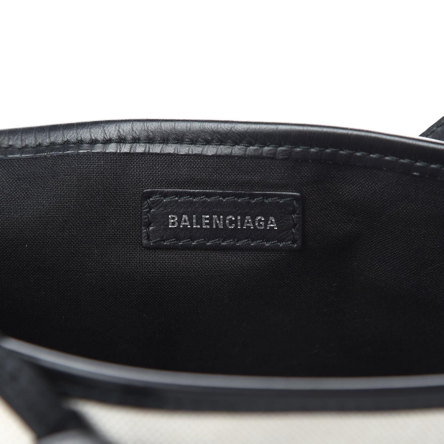 Balenciaga Cotton Canvas Calfskin Navy Cabas XS Natural Black 8 of 13