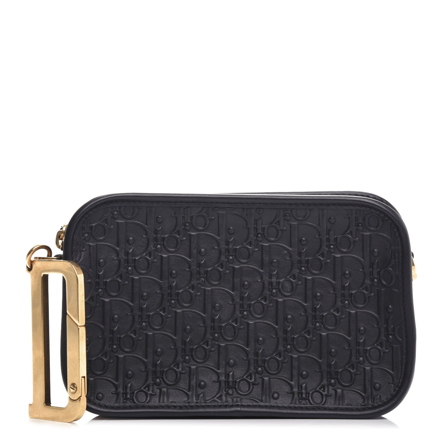 Christian Dior Calfskin Embossed Oblique Diorquake Clutch Black 1 of 6