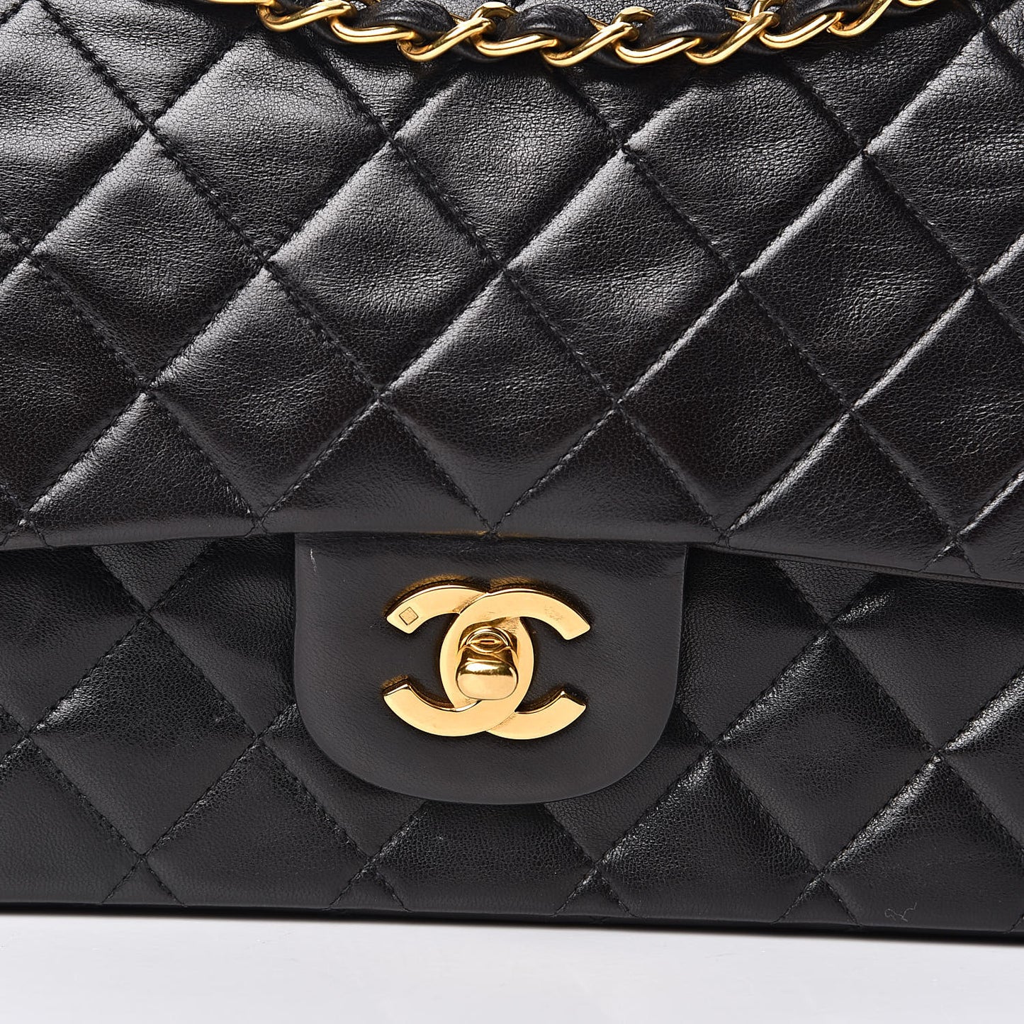 Lambskin Quilted Medium Double Flap Black