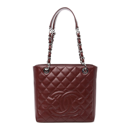 Chanel Caviar Quilted Petit Shopping Tote PST Burgundy 1 of 12