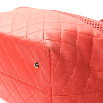 Chanel Calfskin Perforated Up In The Air North South Tote Red 10 of 14