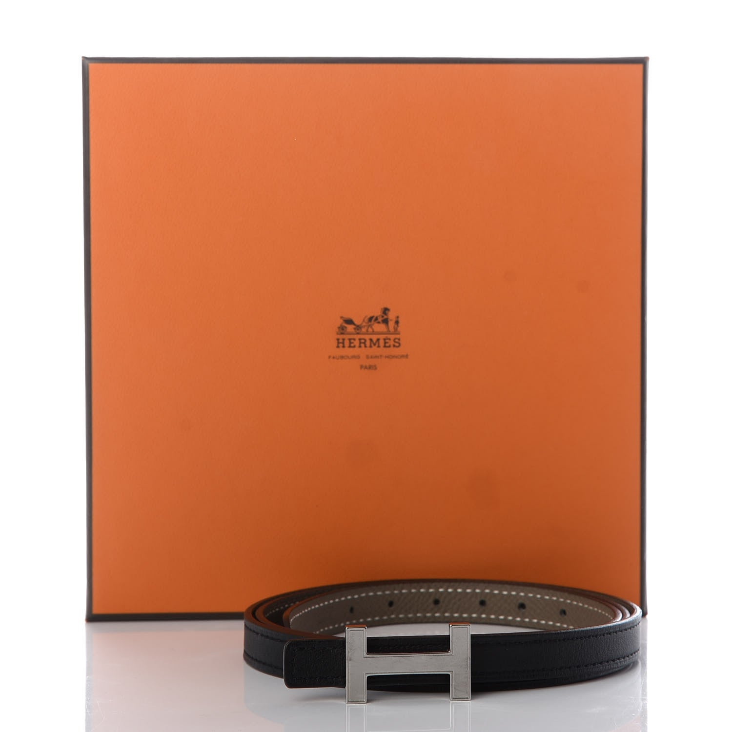 Hermes Swift Epsom 13mm Focus Belt H Belt 65 Black Etoupe 5 of 5