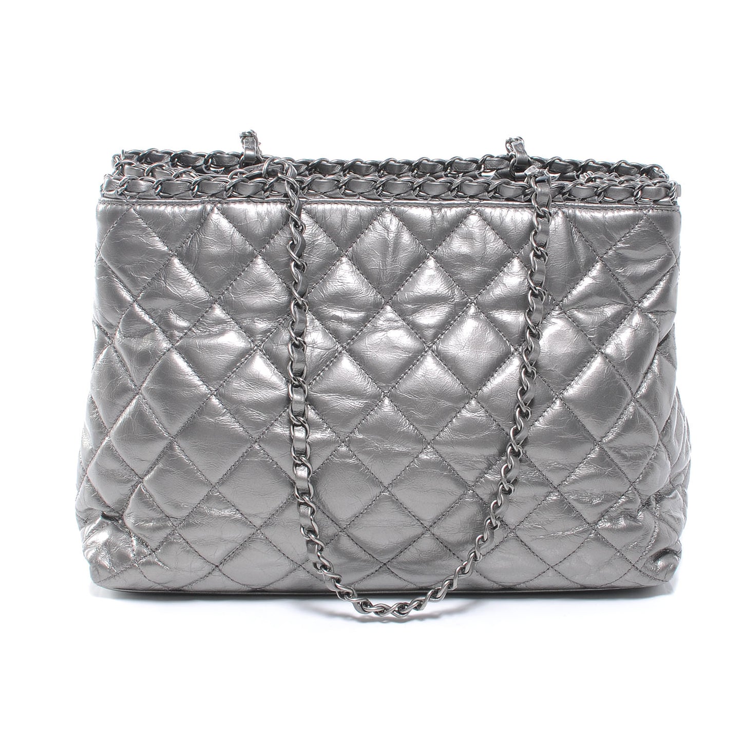 Calfskin Small Chain Me Tote Silver