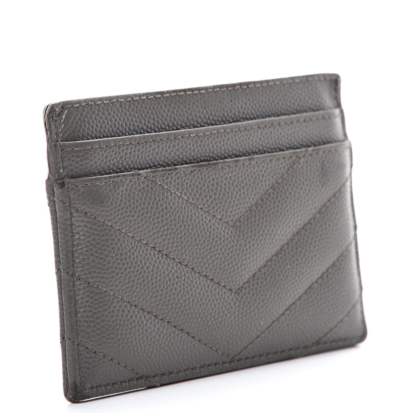 Grain De Poudre Matelasse Chevron Monogram Card Case Coal