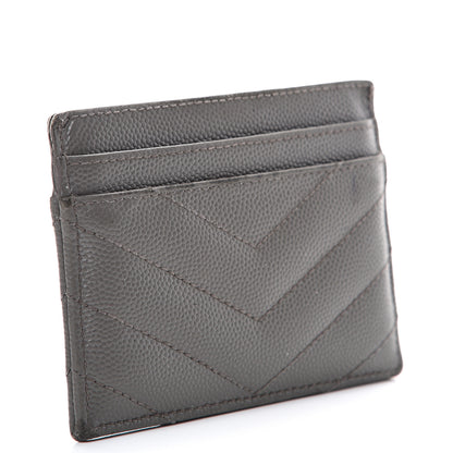 Saint Laurent Grain De Poudre Matelasse Chevron Monogram Card Case Coal 2 of 12