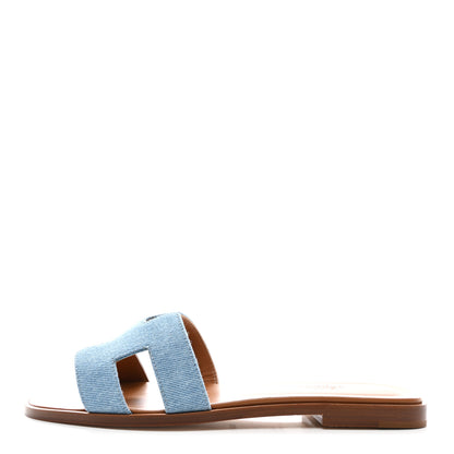 Hermes Denim Canvas Oran Sandals 38 Bleu Clair 1 of 10