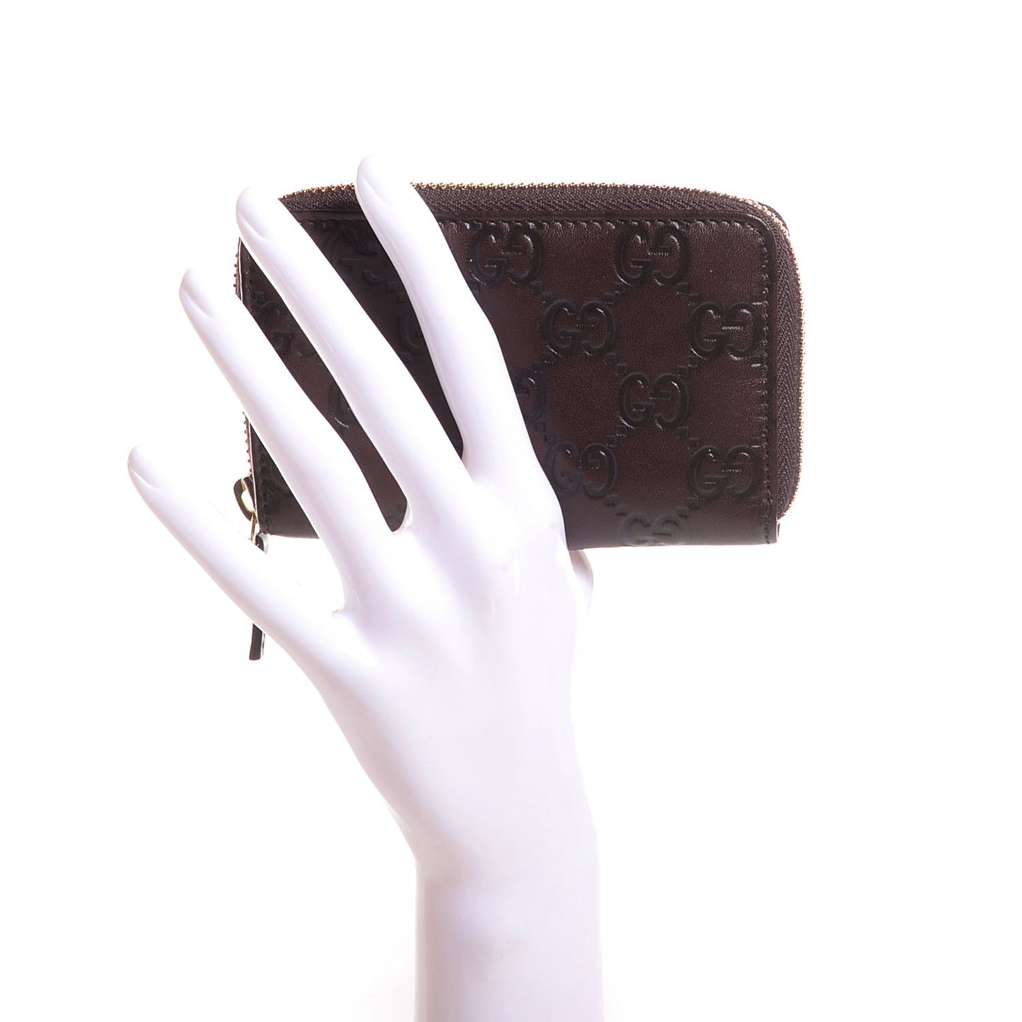 Guccissima Zip Around Card Case Chocolate