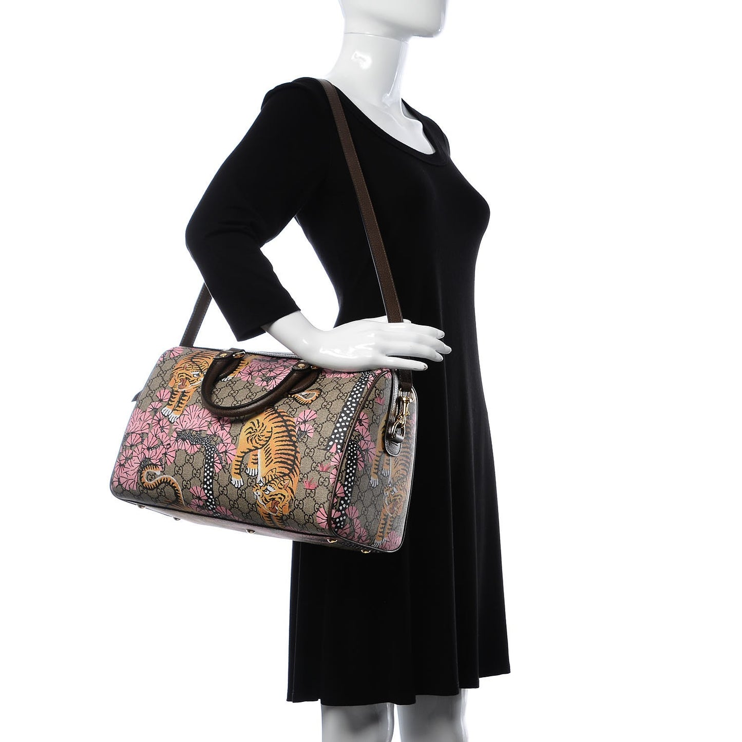 GG Supreme Monogram Bengal Medium Boston Beige PInk