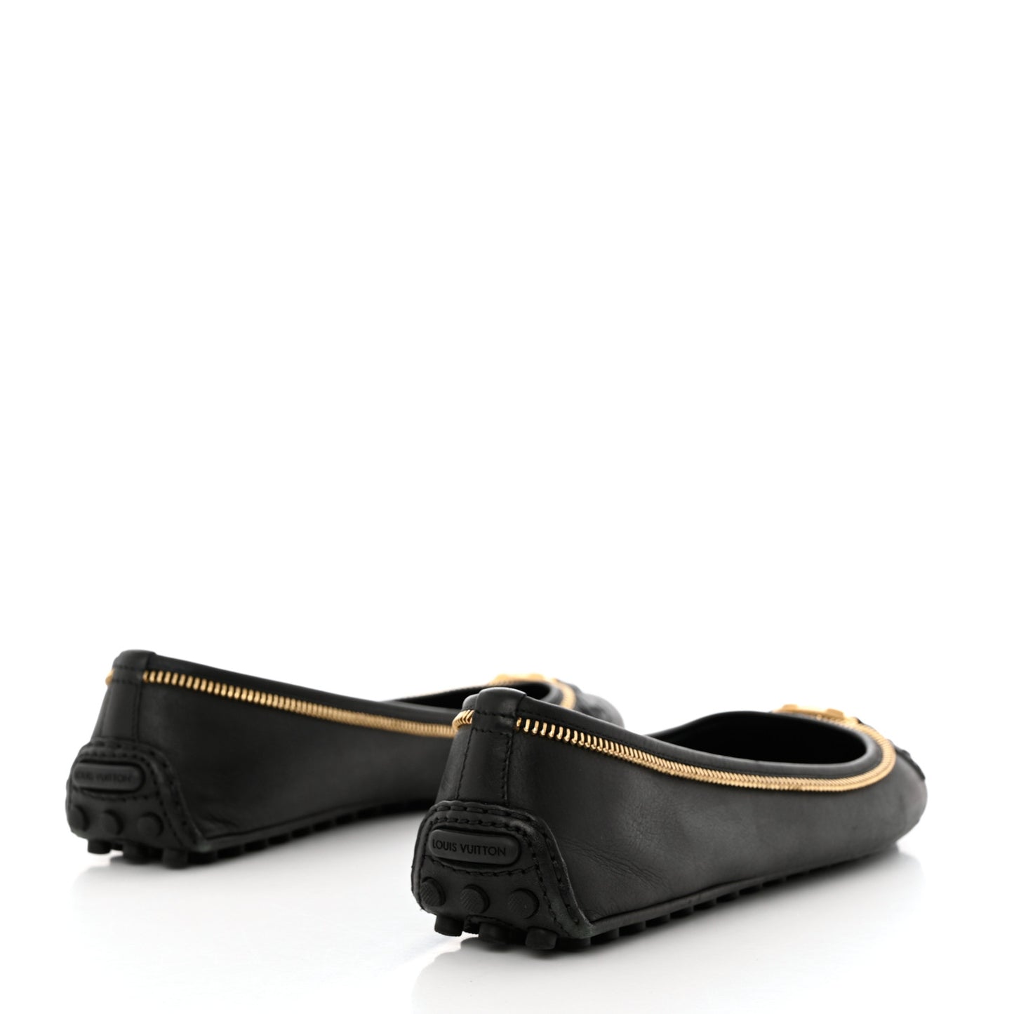 Calfskin Zip Oxford Ballerina Flats 40 Black