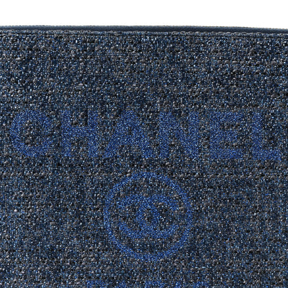 Chanel Woven Straw Raffia Medium Deauville Cosmetic Pouch Black 8 of 11