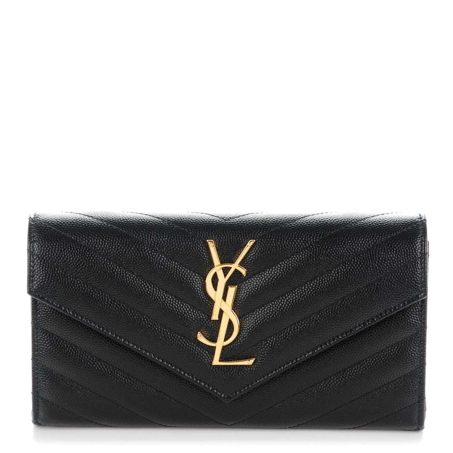 Grain De Poudre Matelasse Chevron Small Monogram Chain Wallet Black