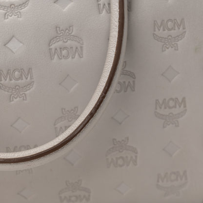 MCM Calfskin Ottomar Monogram Essential Boston Bag Dove 11 of 13
