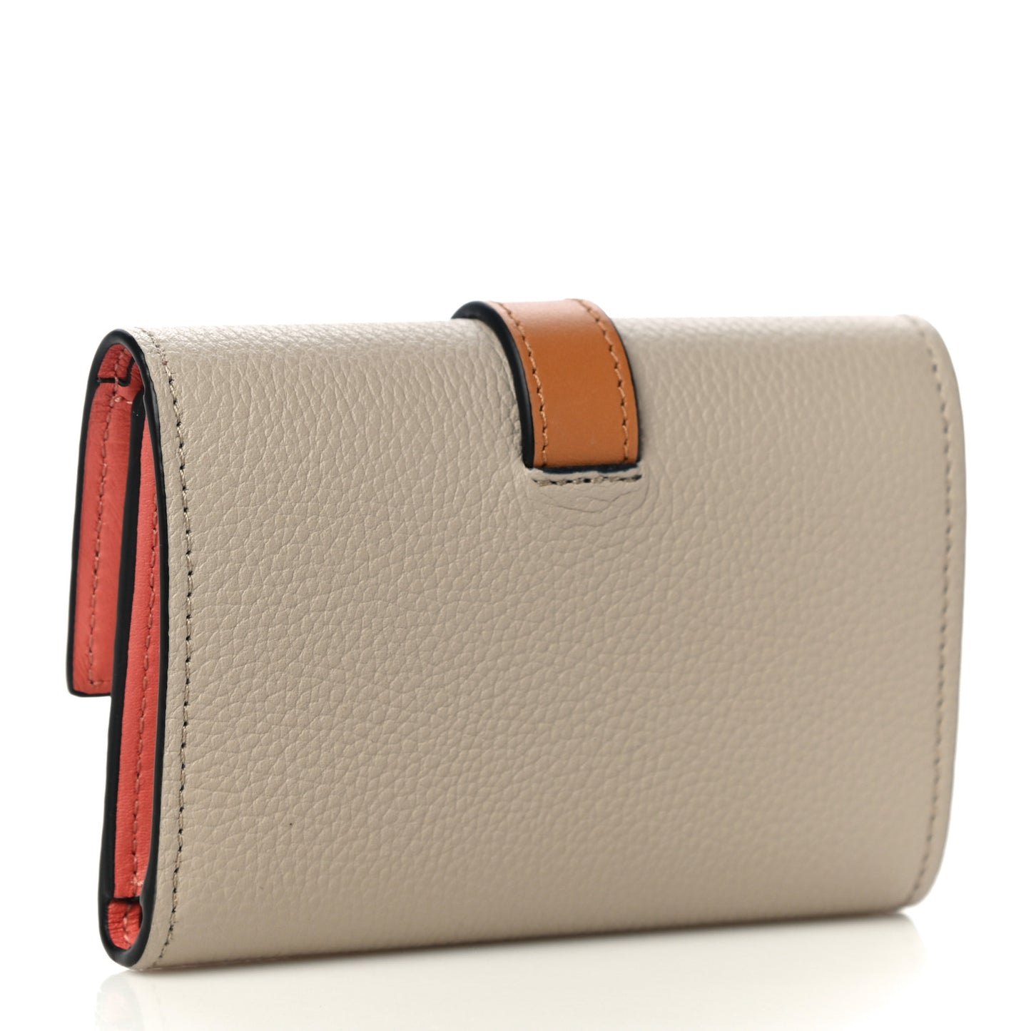Grained Calfskin Compact Zip Wallet Light Oat