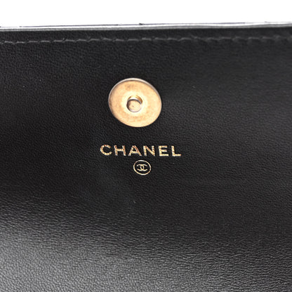 Chanel Lambskin Quilted Sweet Camellia Flap Phone Holder With Chain Black 6 of 11