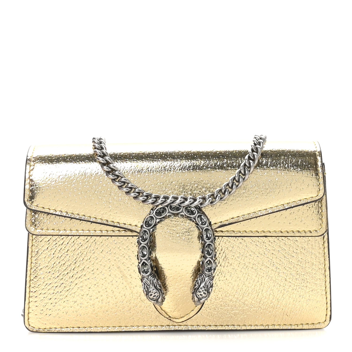 Gucci Metallic Calfskin Super Mini Dionysus Shoulder Bag Gold 1 of 10