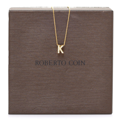 Roberto Coin 18K Yellow Gold Diamond Love Letter K Pendant Necklace 7 of 7