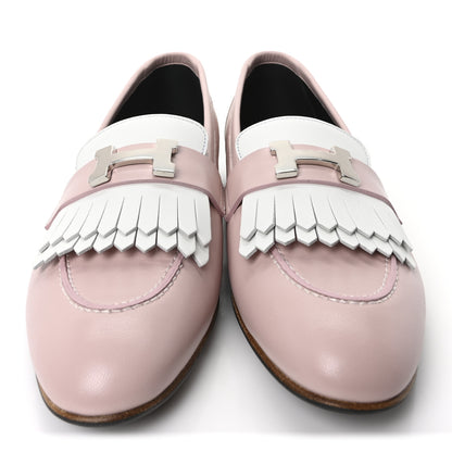 Hermes Goatskin Womens Royal Loafers 39 Rose Porcelain White 3 of 9