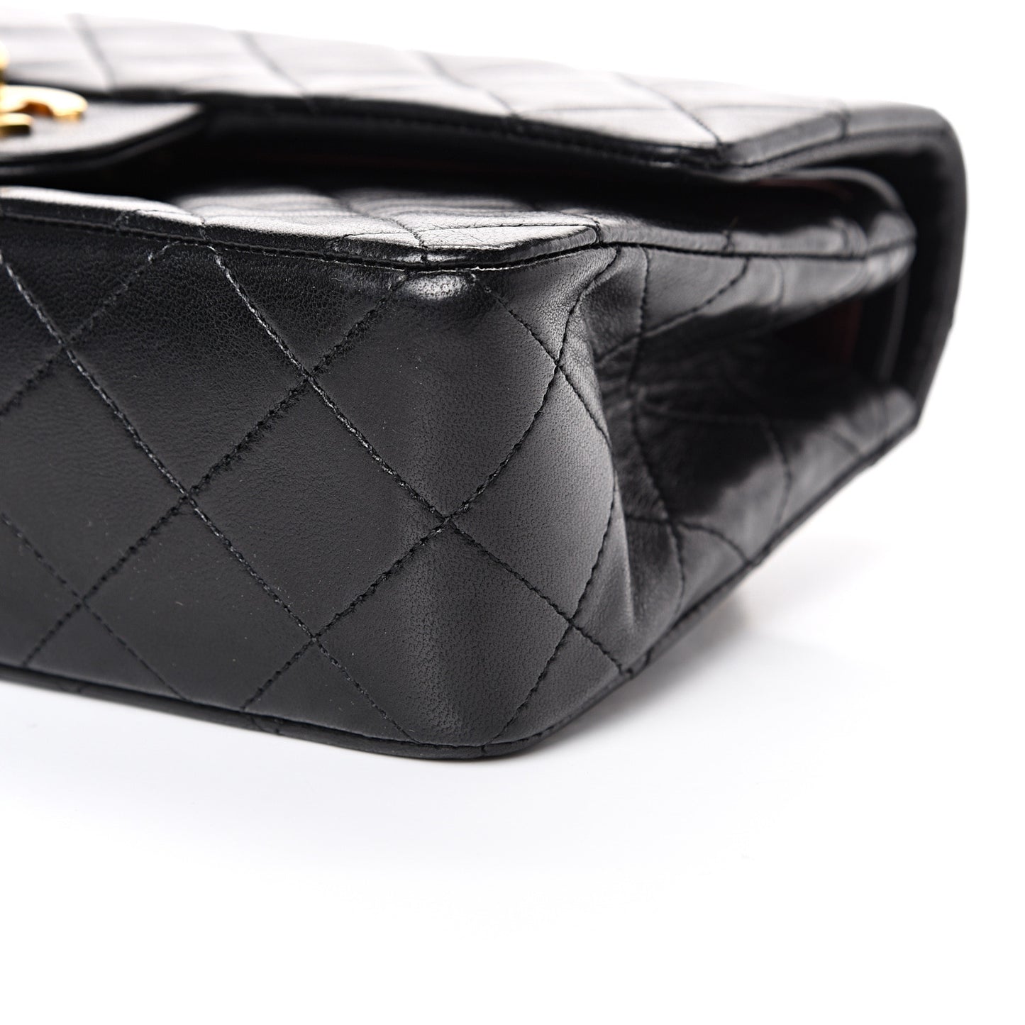 Lambskin Quilted Small Double Flap Black
