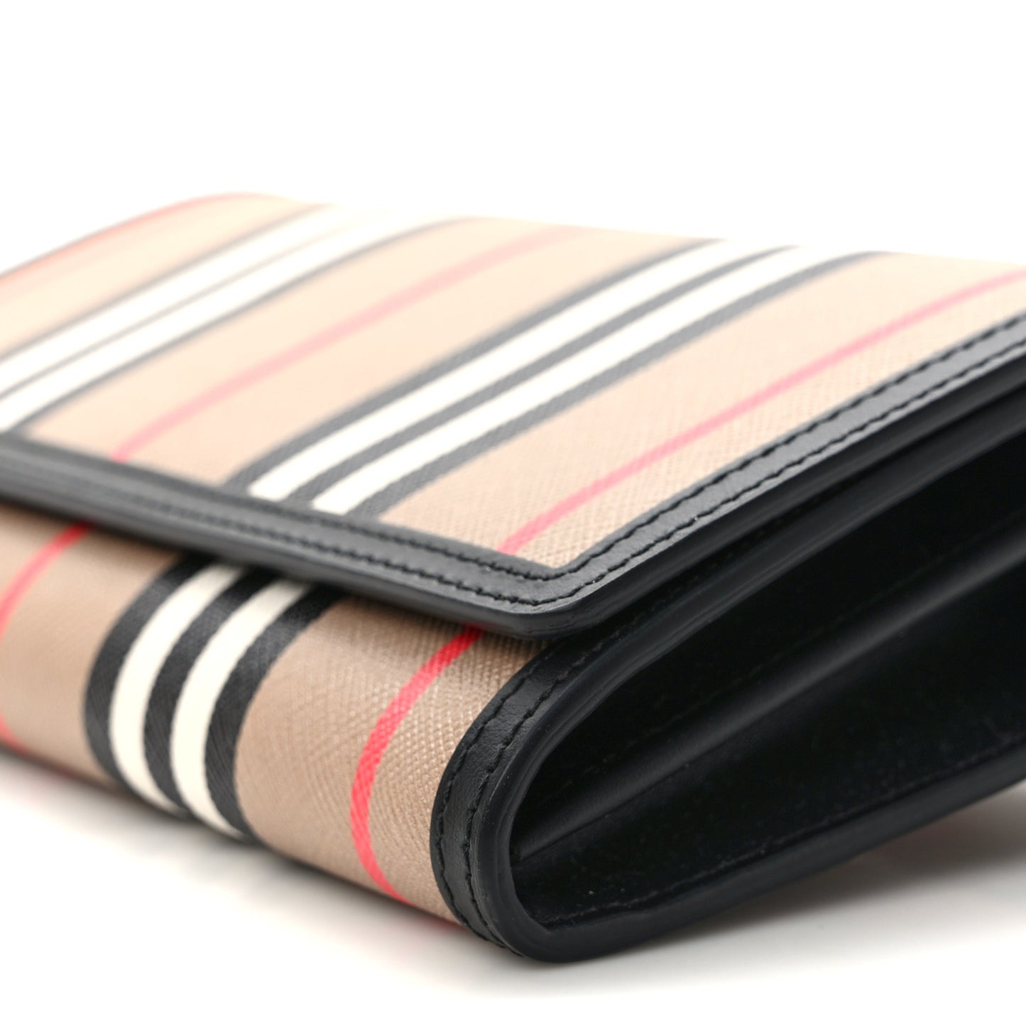 E-Canvas Icon Stripe Hannah Wallet With Detachable Strap Archive Beige Black
